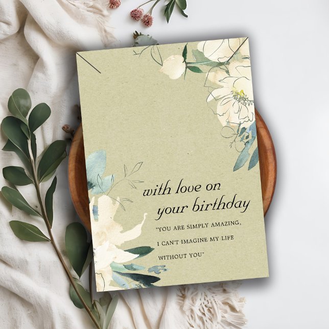 KRAFT WHITE FLORAL BIRTHDAY NECKLACE DISPLAY CARD (Creator Uploaded)