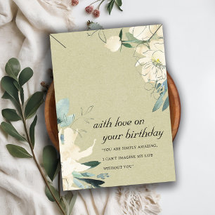 KRAFT WHITE FLORAL BIRTHDAY NECKLACE DISPLAY CARD
