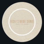 Kraft White Rustic Minimal Simple Wedding Favour Classic Round Sticker<br><div class="desc">Customise with any text</div>