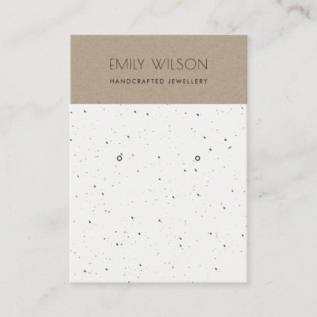 KRAFT WHITE TERRAZZO TEXTURE EARRING DISPLAY LOGO BUSINESS CARD (Front)