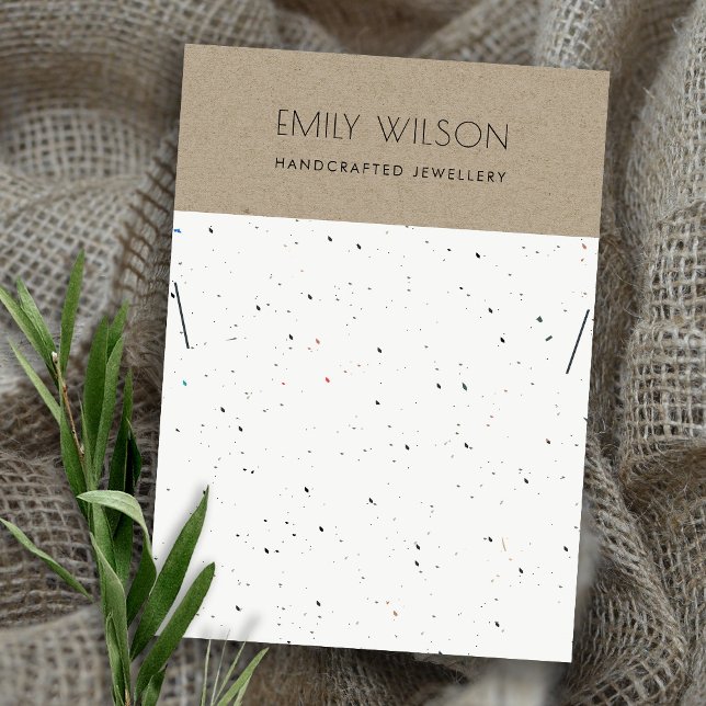KRAFT WHITE TERRAZZO TEXTURE NECKLACE DISPLAY LOGO BUSINESS CARD (Creator Uploaded)