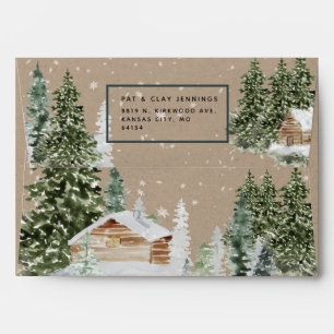 Kraft Winter Woodland Log Cabin Holiday Envelope