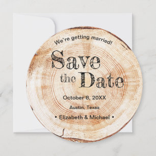 Kraft Wood Disc Slice Simulation Print Wedding Invitation