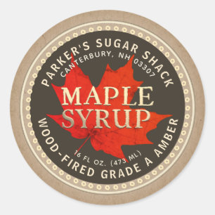 Kraft Wood-fired Maple Syrup Label Red Maple Leaf