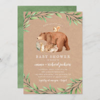 Kraft Woodland Greenery Forest Animals Baby Shower