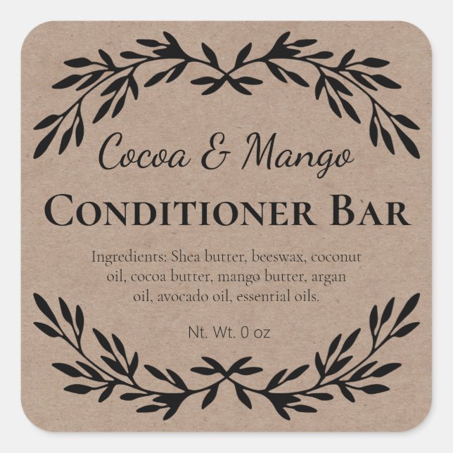 Kraft Zero Waste Hair Solid Conditioner Labels (Front)