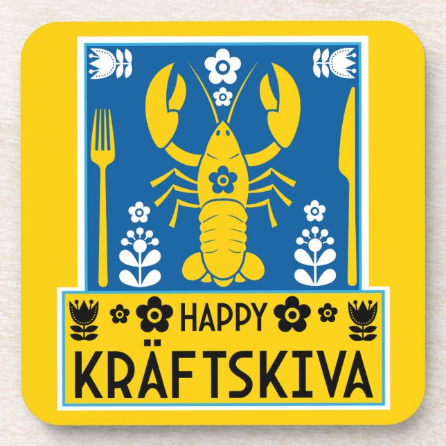 Kräftskiva - Swedish Crayfish Party Coaster (Front)