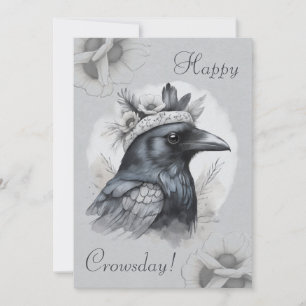Krähe Crow Rabe Portrait Blumen Karte Holiday Card