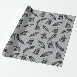 Krähen Raben Crows Federn Feathers Wrapping Paper