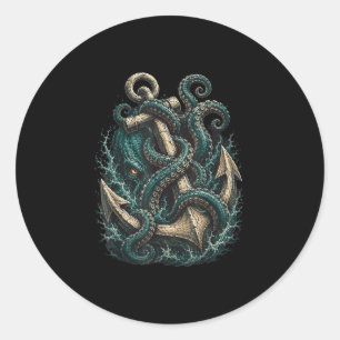 Kraken anchor ocean monster tentacles  classic round sticker