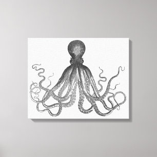 Kraken - Black Giant Octopus / Cthulu Canvas Print