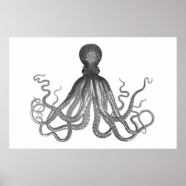 Kraken - Black Giant Octopus / Cthulu Poster (Front)