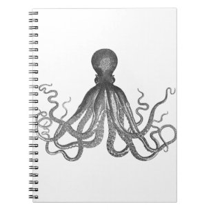 Kraken - Black Giant Octopus / Cthulu Spiral Notebook