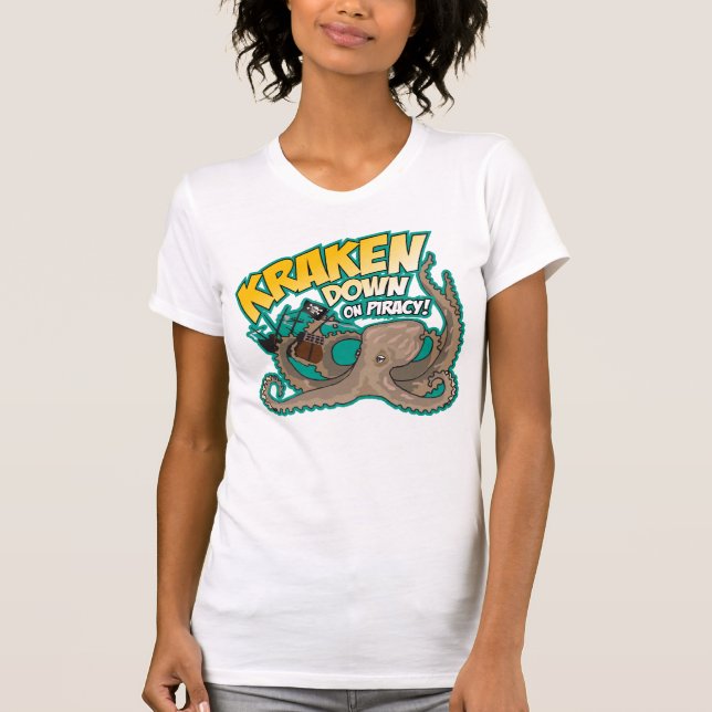 Kraken Down On Piracy T-Shirt (Front)