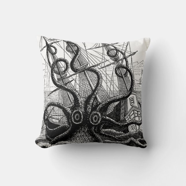 Kraken Eatting a Sailing Ship Cushion (Front)