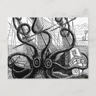 Kraken Eatting a Sailing Ship Postcard