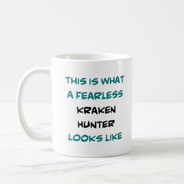 kraken hunter, fearless coffee mug (Left)