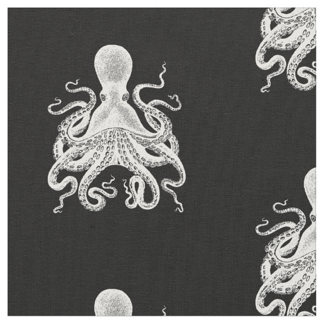 Kraken Octopus Steampunk fabric Ocean (Close Up)