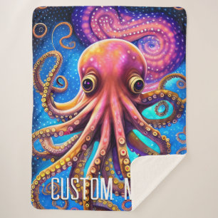 Kraken Octopus with Personalised Name Sherpa Blanket