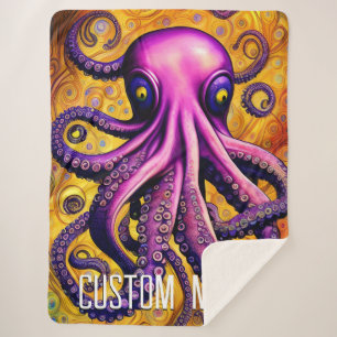 Kraken Octopus with Personalised Name Sherpa Blanket