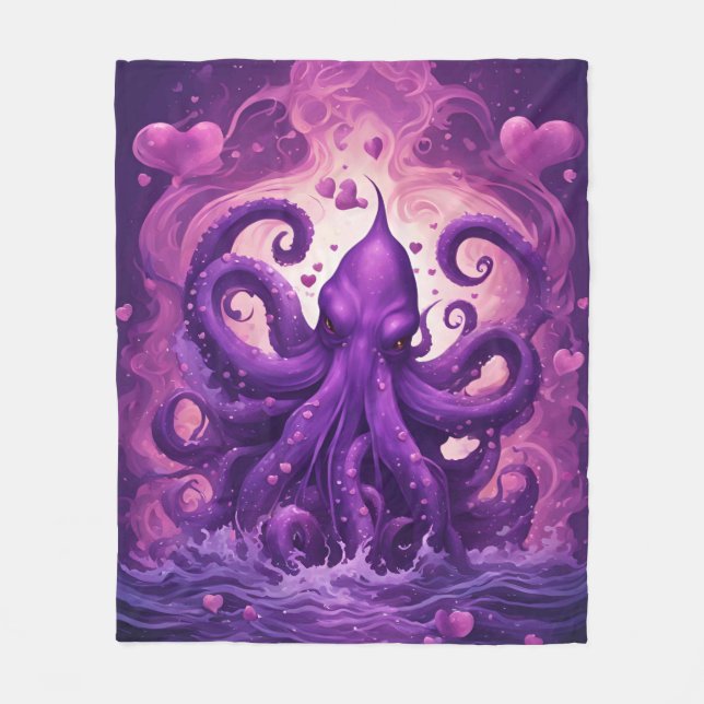 Kraken of the Heart Fleece Blanket (Front)