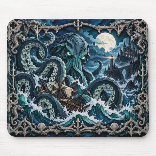 Kraken, Paper Cut Monster Mouse Pad (Front)