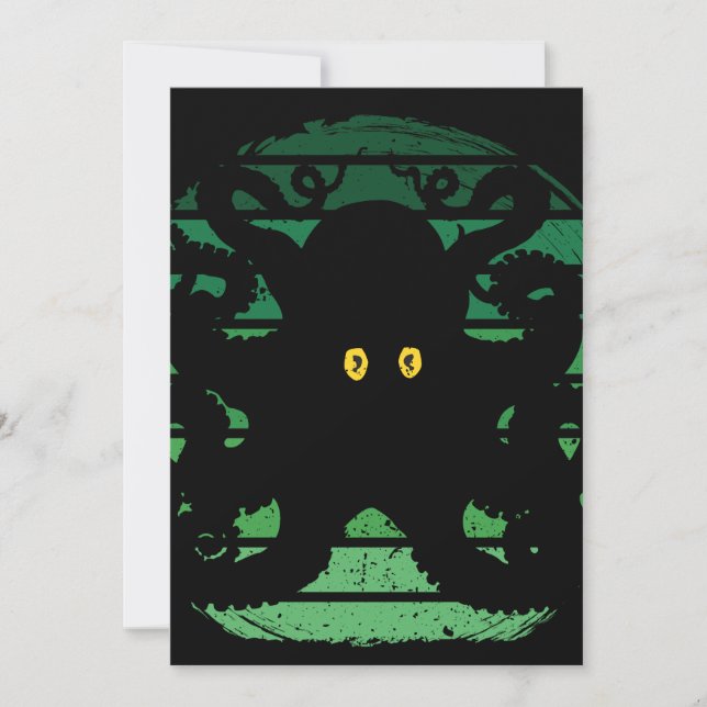Kraken Retro Green Water Invitation (Front)
