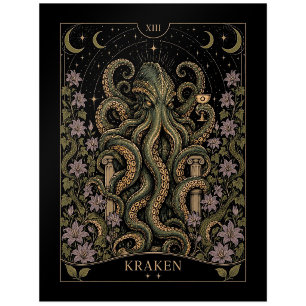 Kraken, Starlit Tarot Art Postcard