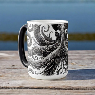 Kraken Steampunk Octopus Ornate Black Magic Mug