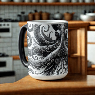 Kraken Steampunk Octopus Ornate Black Magic Mug