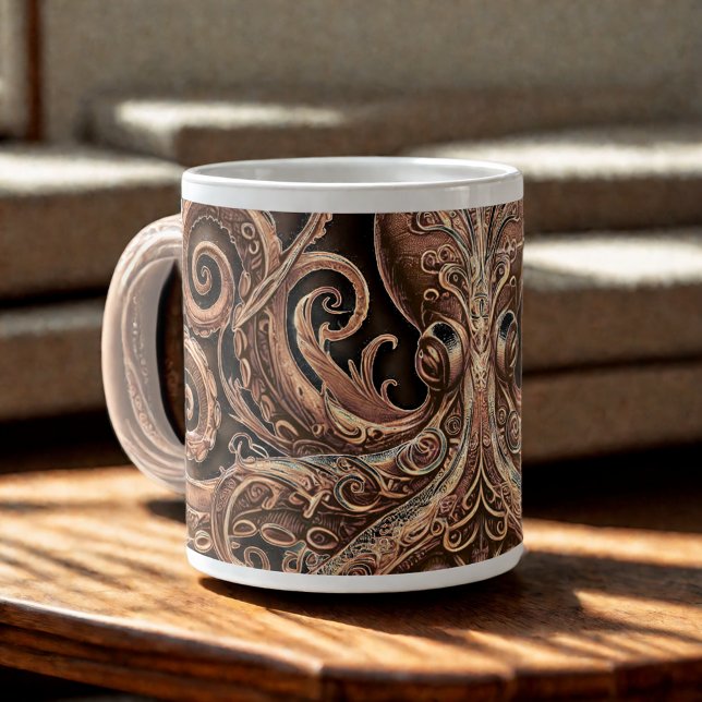 Kraken Steampunk Octopus Ornate Gold and Black Large Coffee Mug (Creator Uploaded)