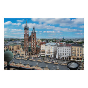 Krakow city center from above in Poland Photo Print
