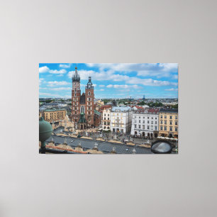 Krakow city centre from above in Poland Canvas Print