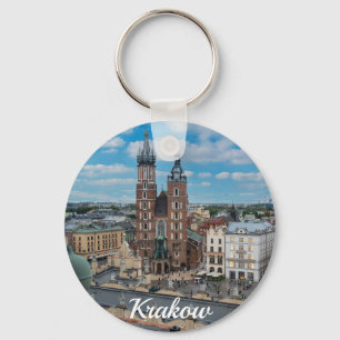 Krakow city centre from above in Poland Key Ring
