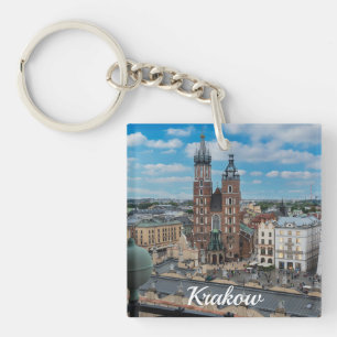 Krakow city centre from above in Poland Key Ring