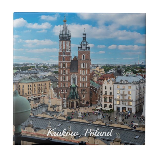 Krakow city centre from above in Poland Tile (Front)