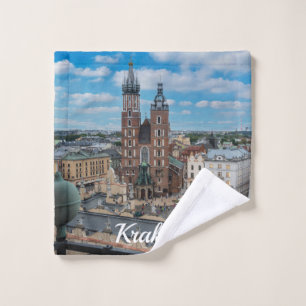 Krakow city centre from above in Poland Wash Cloth