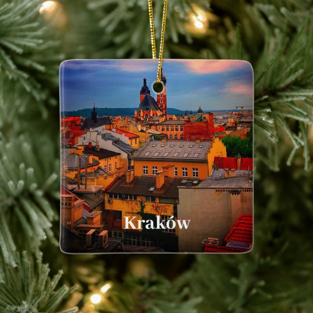 Krakow Europe Poland Polska Old Town Ceramic Ornament (Tree)