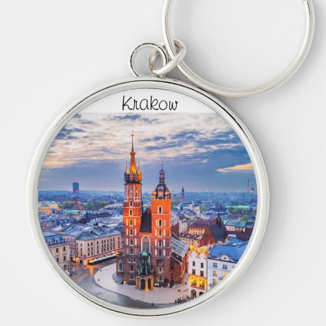 Krakow night in Poland Key Ring (Front)