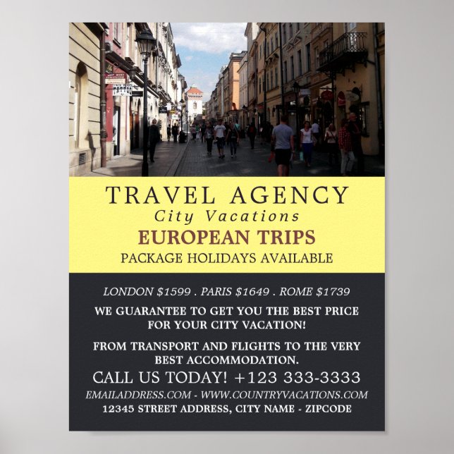 Kraków Old Town, Poland, Travel Agency Advertising Poster (Front)