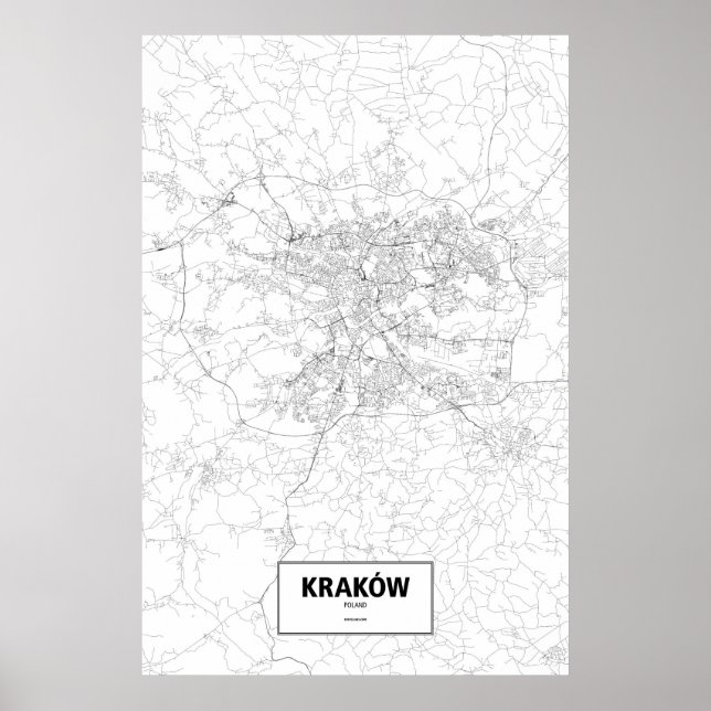 Kraków, Poland (black on white) Poster (Front)