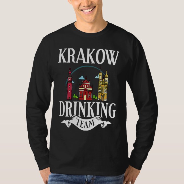Krakow Poland City Trip Skyline Map Travel T-Shirt (Front)