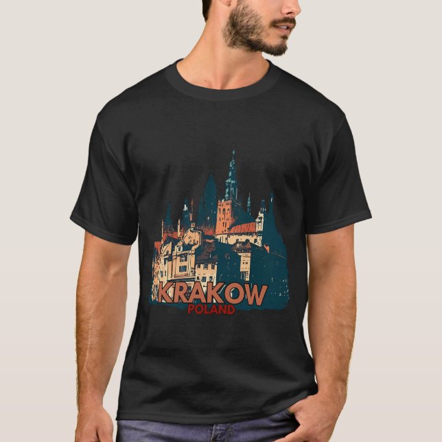 Krakow Poland Cityscape T-Shirt (Front)