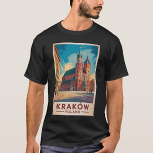 Krakow Poland Illustration Travel Art Vintage T-Shirt