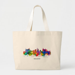 Krakow Poland Skyline Large Tote Bag