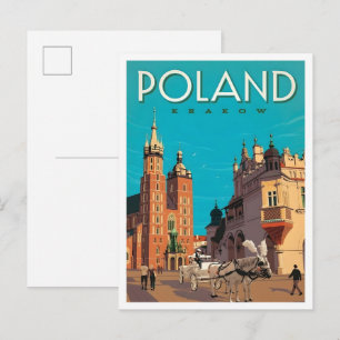 Krakow Poland Vintage Art Travel Postcard