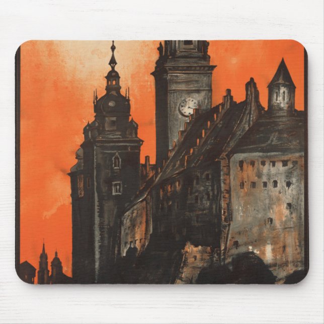 Krakow Poland - Vintage Polish Travel Poster Mouse Pad (Front)