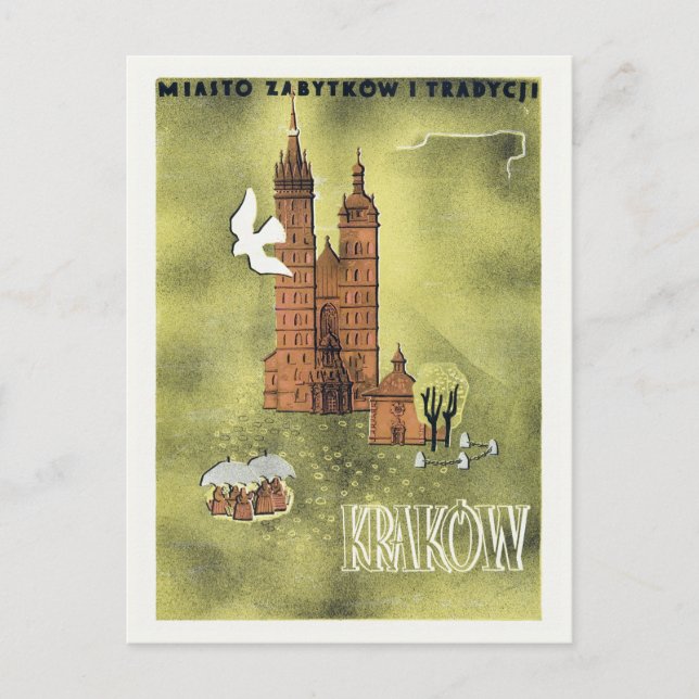 Krakow Poland Vintage Poster 1930s Postcard (Front)