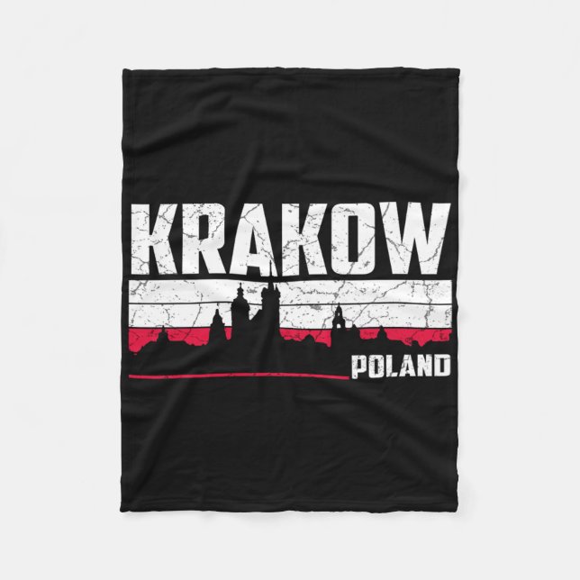 Krakow Skyline Poland  Fleece Blanket (Front)