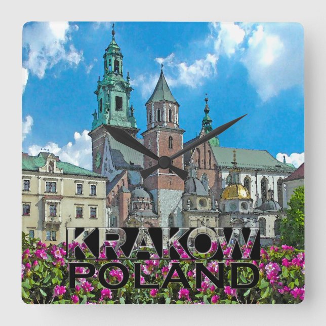 Krakow Square Wall Clock (Front)